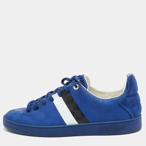 Louis Vuitton Blue Damier Infini Leather Frontrow Lace Up Sneakers Size 42