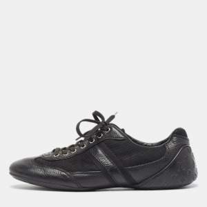 Louis Vuitton Black Leather and Nylon Low Top Sneakers Size 41