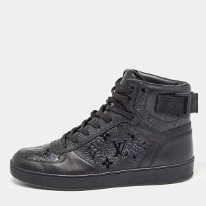 Louis Vuitton Black Leather Rivoli High Top Sneakers Size 40