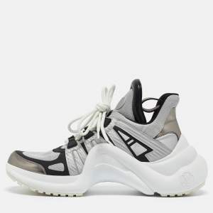 Louis Vuitton Sliver/Black Mesh and Leather Archlight Sneakers Size 41