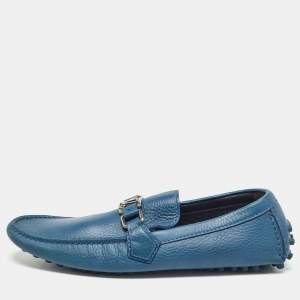 Louis Vuitton Blue Leather Hockenheim Slip On Loafers Size 42