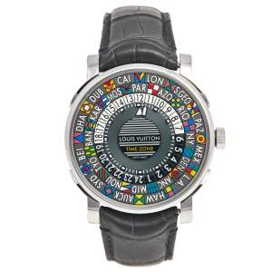 Louis Vuitton Multicolor Stainless Steel Alligator Escale Timezone Q5D20 Men's Wristwatch 39 mm