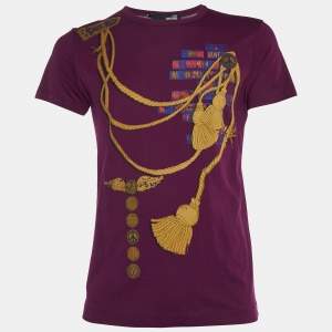 Love Moschino Plum Trompe L'oeil Print Cotton Crew Neck T-Shirt M