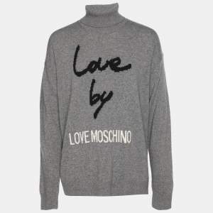 Love Moschino Grey Rib Knit Turtle Neck Sweater L