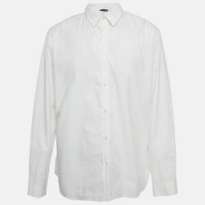 Pre Owned Love Moschino White Flocked Cotton Long Sleeve Shirt XXXL