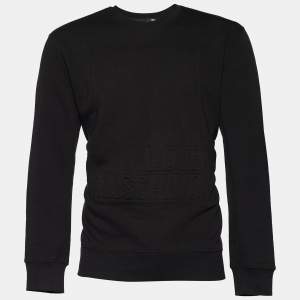 Love Moschino Black Knit Embossed Logo Full Sleeve Sweatshirt XL