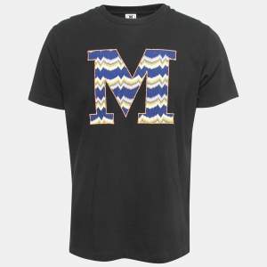 M Missoni Limited Black Cotton M Patterned Knit Detail Half Sleeve T-Shirt M
