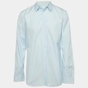 Maison Martin Margiela Blue Tulle Trim Collar Cotton Shirt XXL