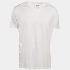 Maison Martin Margiela White Jersey V-Neck Slim Fit T-Shirt XL
