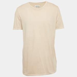 Maison Martin Margiela Beige Cotton Knit Crew Neck T-Shirt XL