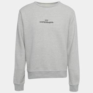 Pre Owned Maison Martin Margiela Grey Logo Embroidered Cotton Sweatshirt L