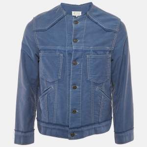 Pre Owned Maison Martin Margiela Blue Cotton Raw Edge Jacket XS