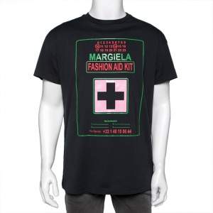 Maison Martin Margiela Black Fashion Aid Kit Printed Cotton T-Shirt M