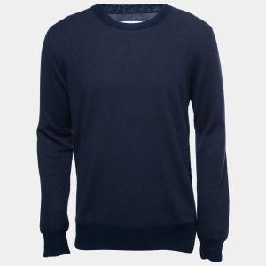 مملوكة مسبقًا Maison Martin Margiela Navy Blue Wool Crew Neck Sweater L