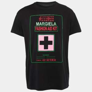 Maison Martin Margiela Black Printed Cotton Half Sleeve T-Shirt M