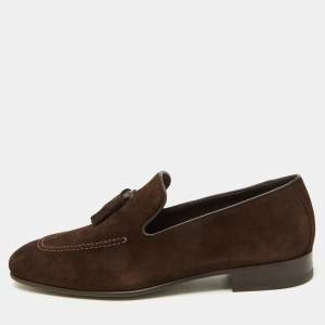 Manolo Blahnik Brown Suede Chester Tassel Loafers Size 40