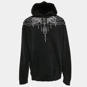 Marcelo Burlon Black Astral Wings Print Cotton Hooded Sweatshirt XL