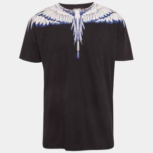 Pre Owned Marcelo Burlon County Of Milan Black Icon Wings Print Cotton Crew Neck T-Shirt M