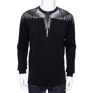 Marcelo Burlon Black Wings Printed Cotton Long Sleeve T-Shirt S