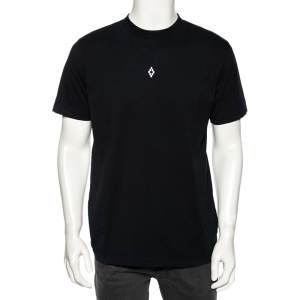 Marcelo Burlon Black Cotton Back Wings Printed Crew Neck T-Shirt M