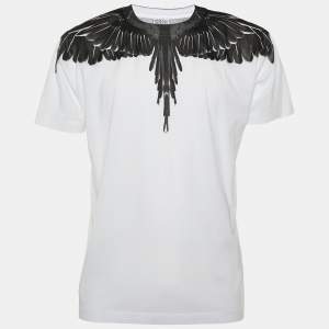 Marcelo Burlon White Icon Wings Printed Cotton Knit Crewneck T-Shirt S