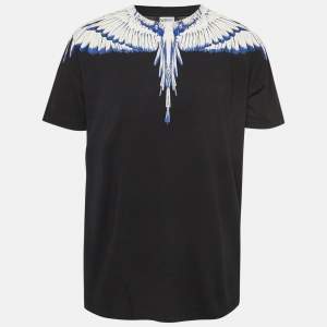 Marcelo Burlon Black Icon Wings Print Cotton Crew Neck T-Shirt L