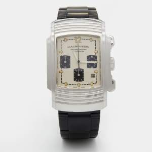 Mauboussin Silver Stainless Steel Rubber Fouga R.05390 Men's Wristwatch 32.50 mm
