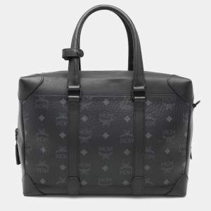 MCM Black Visetos Coated Canvas and Leather Medium Soft Berlin Tote