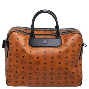 MCM Black/Cognac Visetos Coated Canvas and Leather Briefcase 