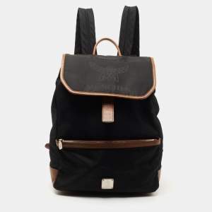 MCM Black/Brown Nylon and Leather Backpack