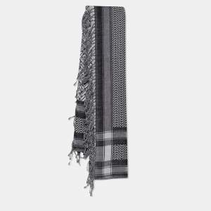 Pre Owned McQ by Alexander McQueen Monochrome Razor Blade Pattern Cotton Scarf