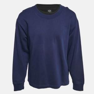 McQ by Alexander McQueen Blue Cotton Knit Layered Sweatshirt L