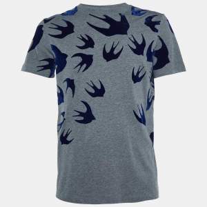 McQ by Alexander McQueen Grey Swallow Print Cotton T-Shirt M