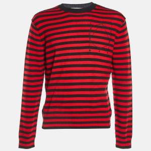 McQ by Alexander McQueen Red Striped Wool Knit Sweater M 
