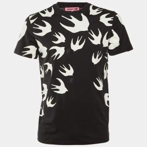 Pre Owned McQ by Alexander McQueen Black Swallow Printed Cotton Knit T-Shirt M
