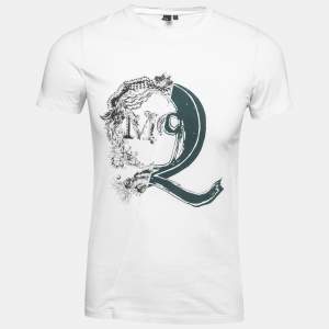 McQ by Alexander McQueen White Logo Print Cotton Crew Neck T-Shirt XS