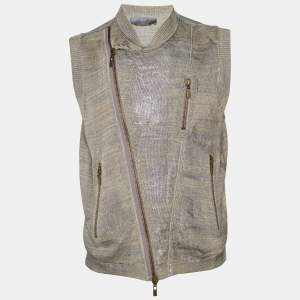 Pre Owned McQ by Alexander McQueen Grey Cotton Knit Sleeveless Vest M