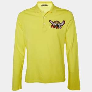 Pre Owned McQ by Alexander McQueen Yellow Cotton Pique Logo Patch Polo T-Shirt M