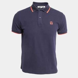 Pre Owned McQ by Alexander McQueen Navy Blue Cotton Pique Polo T-Shirt S