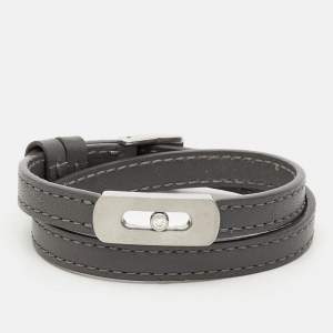 Pre Owned Messika My Move Leather Diamond Titanium Bracelet