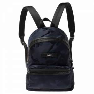 Michael Kors Blue/Black Nylon and Leather Kent Backpack