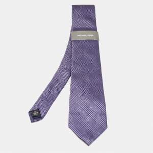 Michael Kors Purple Kai Checks Silk Tie 