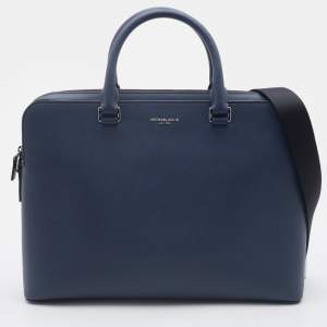 Michael Kors Navy Blue Saffiano Leather Harrison Briefcase Bag