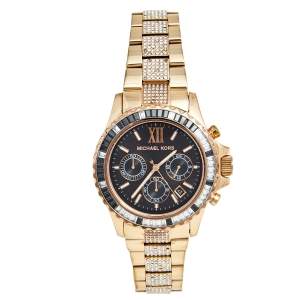 Michael Kors Black Rose Gold Plated Stainless Steel Everest MK5875 Women's Wristwatch 42 mm