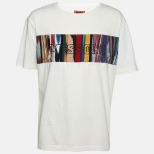 Missoni White Cotton Logo Embroidered T-Shirt XL