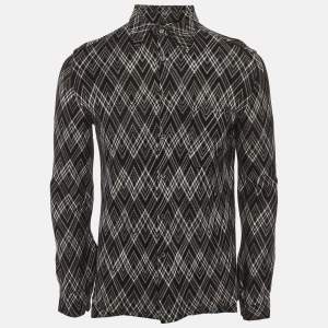 Pre Owned Missoni Monochrome Geometric Pattern Knit Long Sleeve Shirt S 