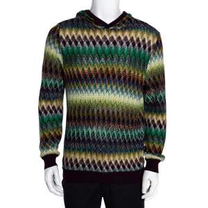 Pre Owned Missoni Multicolor Cotton & Wool Blend Hooded Sweater L