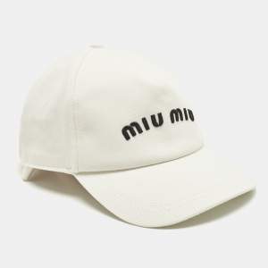 Pre Owned Miu Miu White Logo Embroidered Cotton Baseball Cap M
