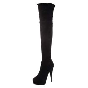 Miu Miu Black Suede Over The Knee Platform Boots Size 39