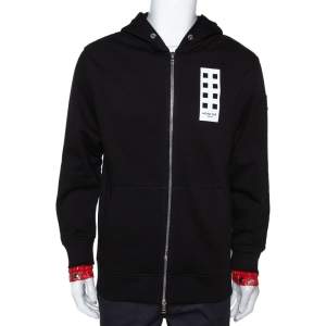 Moncler X Palm Angels Black Knit Make It Rain Zip Up Hoodie M